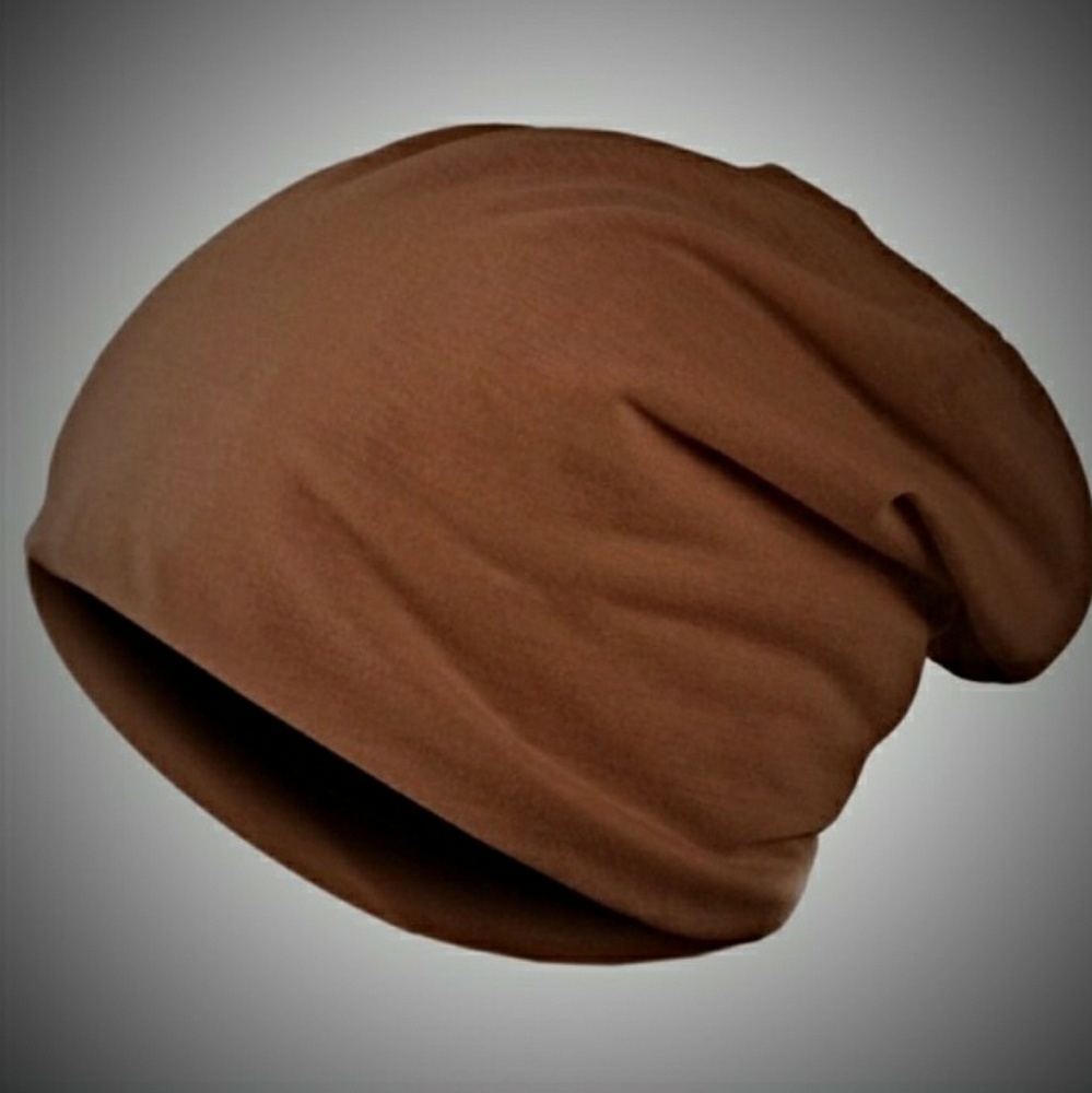 Thin brown slouch beanie